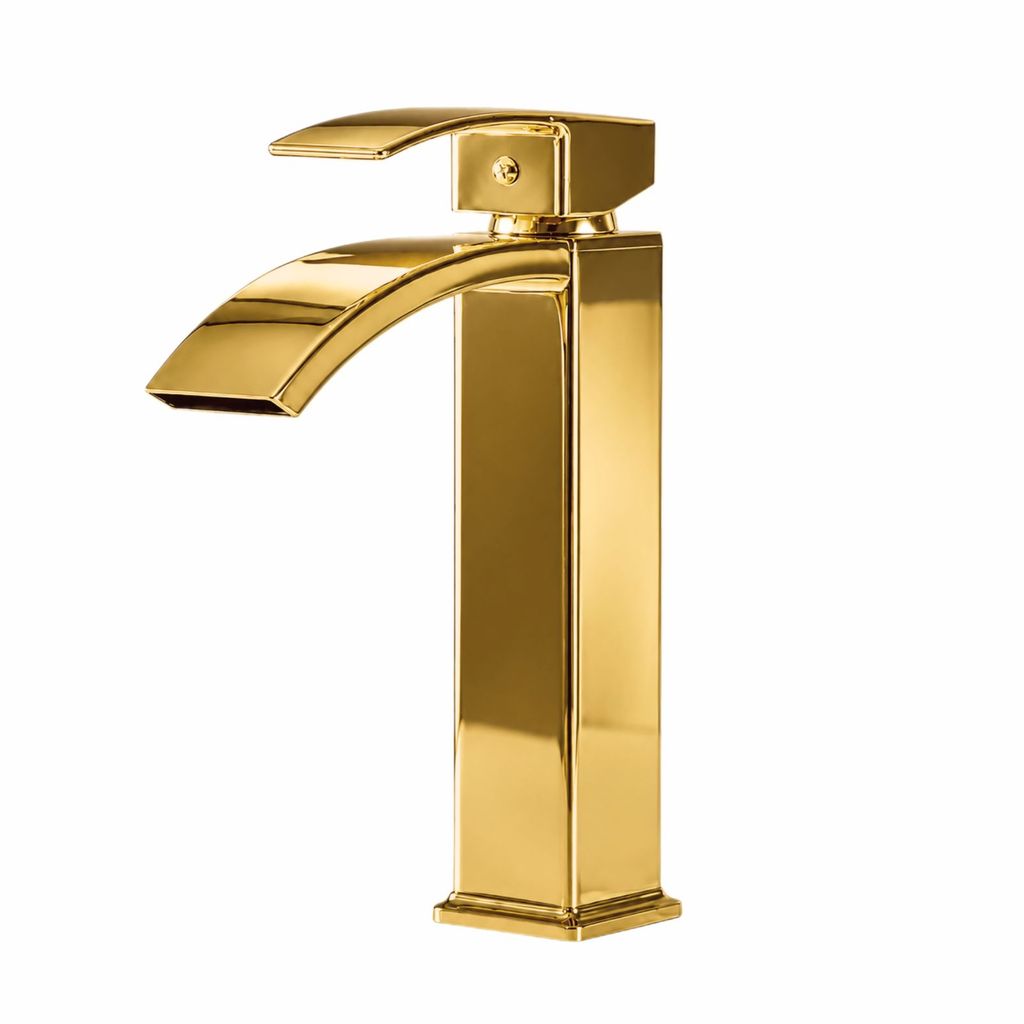 Torneira Monocomando Cascata Banheiro Latão Dourado