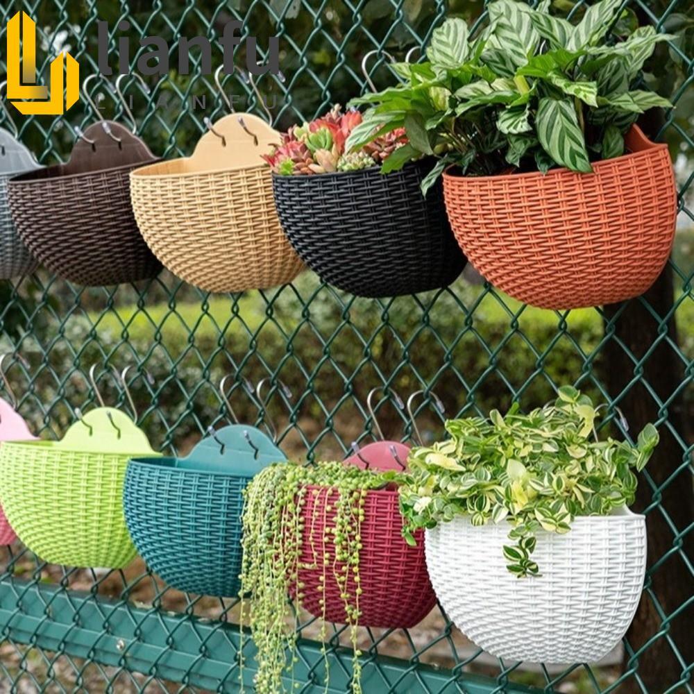 Cesta De Suspensão De Parede LIANFU , Vaso De Flores Suspenso Resistente Ao Desgaste De Tecelagem De Vime De Plástico ,