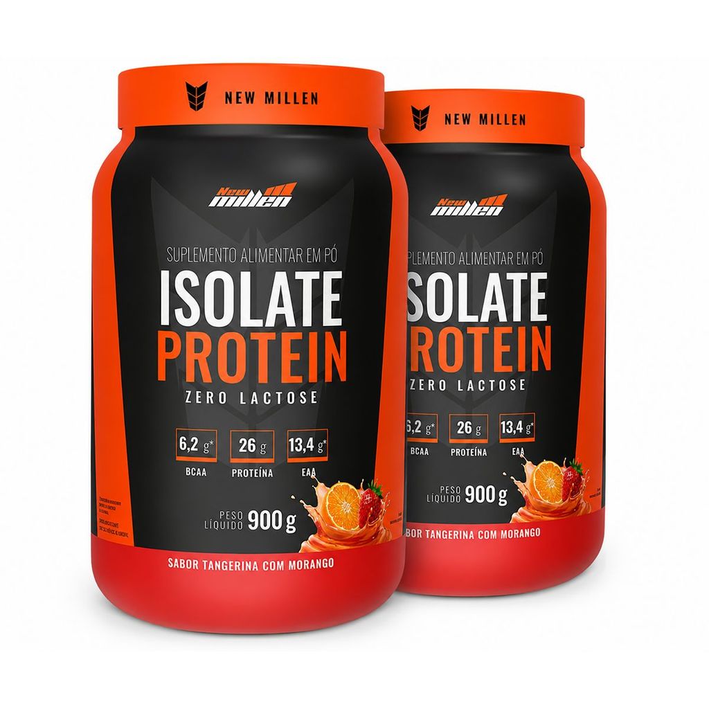 Kit 2x Isolate Protein 900g New Millen - Tangerina com Morango