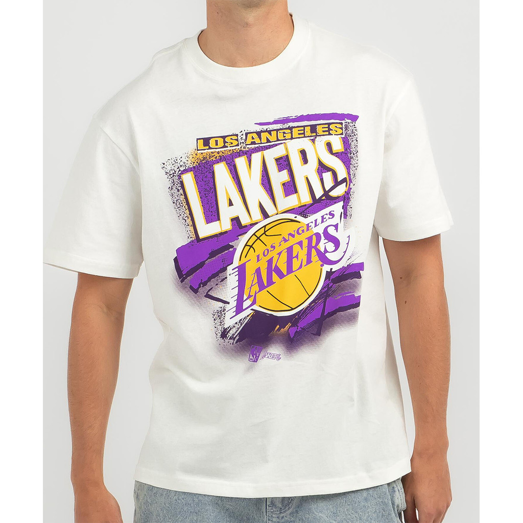 Camiseta Masculina Feminina Oversized Estampa Los Angeles Lakers Arte Grafite Retro Basquete T-shirt Streetwear Unissex