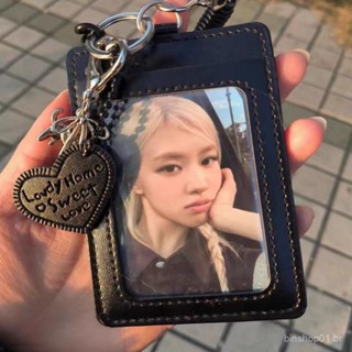 Porta-Cartões De Couro Preto De 3 Polegadas/2R Idol Photocard Collection Display ID Card Capa Protetora Com Pingente em Oferta na Shopee