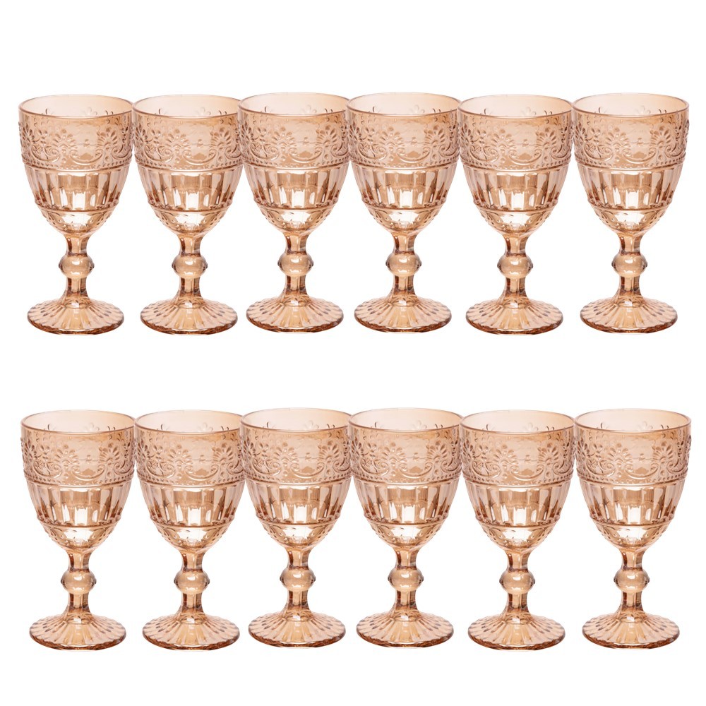 Jogo 12 Taça  de Cristal Ecológico para Água e Suco Mauve 320ml Âmbar Wolff