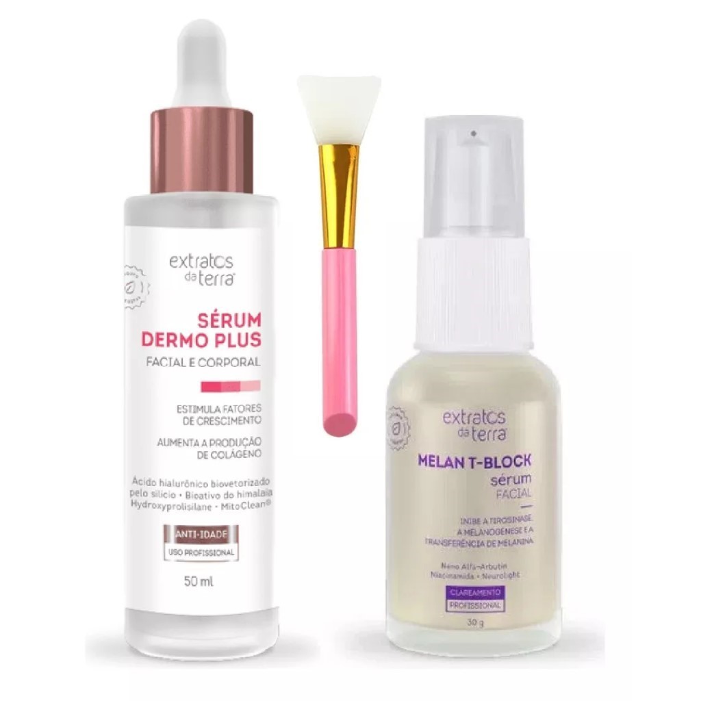 Kit Séruns Dermo Plus E Melan T-block + Presente - Extratos Da Terra