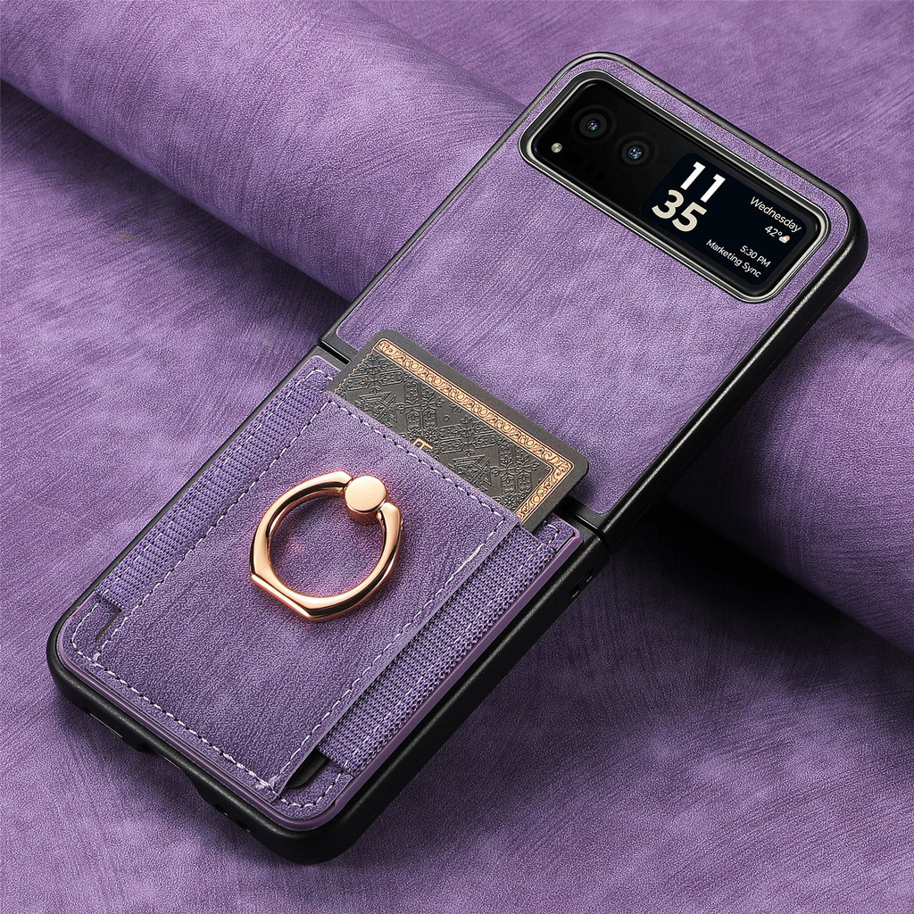 Anel Magnético Caso Para Motorola Razr 50 60 Ultra 40 Couro Moda Inserção Titula