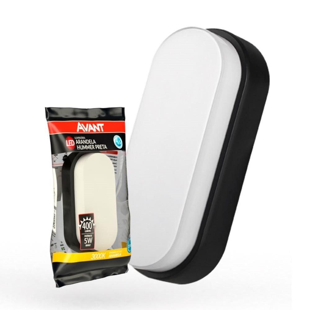 Luminária LED Avant Hummer Tartaruga 5W 3000K 400 Lúmens Preto em Oferta na Shopee
