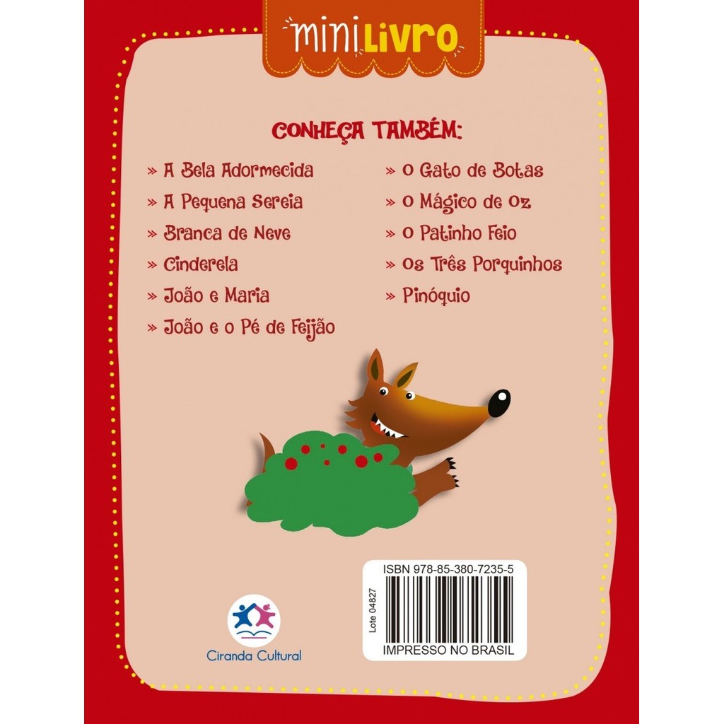 Detalhes do MInilivro Contos clássicos - Chapeuzinho vermelho