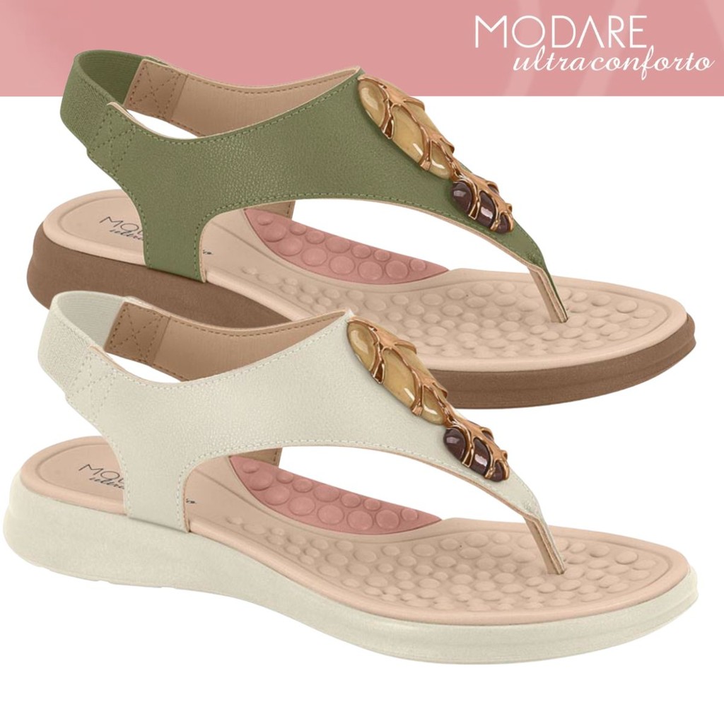 Sandália Feminina Modare Ortopédica Pedraria Calce Fácil Confort Leve em Oferta na Shopee