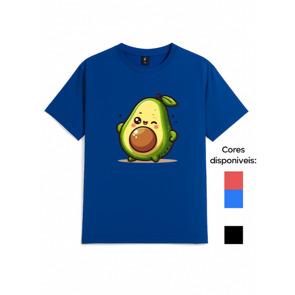 Camiseta Abacate Infantil e Adulto Masculina Menino Camisa Juvenil Básica Branca Estilosa Unissex Personalizada