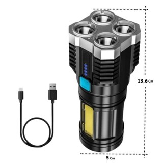 Lanterna MAIS forte do mundo Led Potente 1500m | 4 Recarregável Usb | Portátil Ultra Bril…