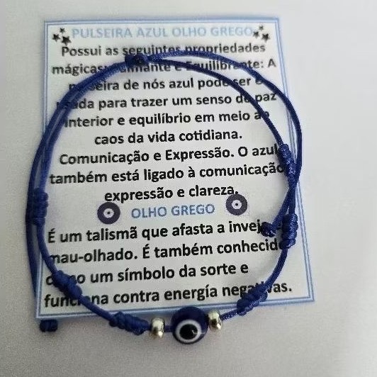 Kit 4 pulseiras AZUL com olho grego, Pulseira proteção Kabbalah AZUL olho grego contra mau olhado e inveja.