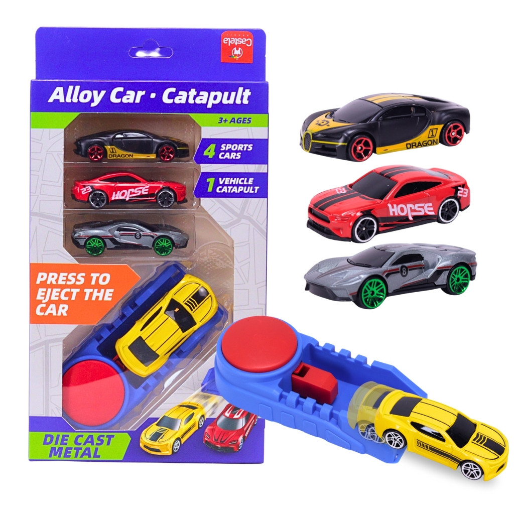 Pack 4 Carrinhos Esportivos Die-cast 1:64 C/ Lançador CBS0633 - Castela Brasil em Oferta na Shopee