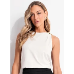 Blusa Em Malha Crepe Off White Quintess