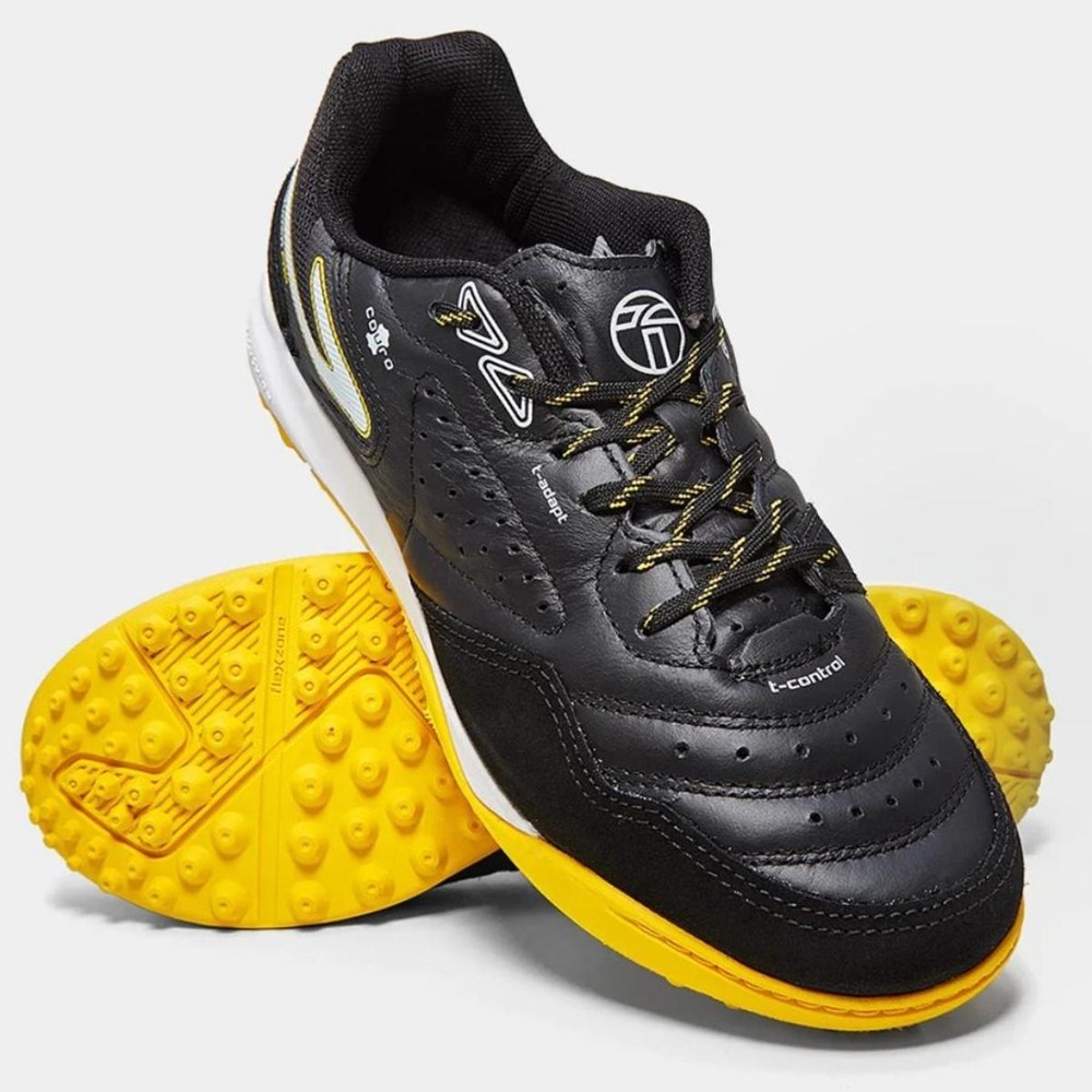 Chuteira Society Topper Dominator Pro V Unissex - Preto e Amarelo