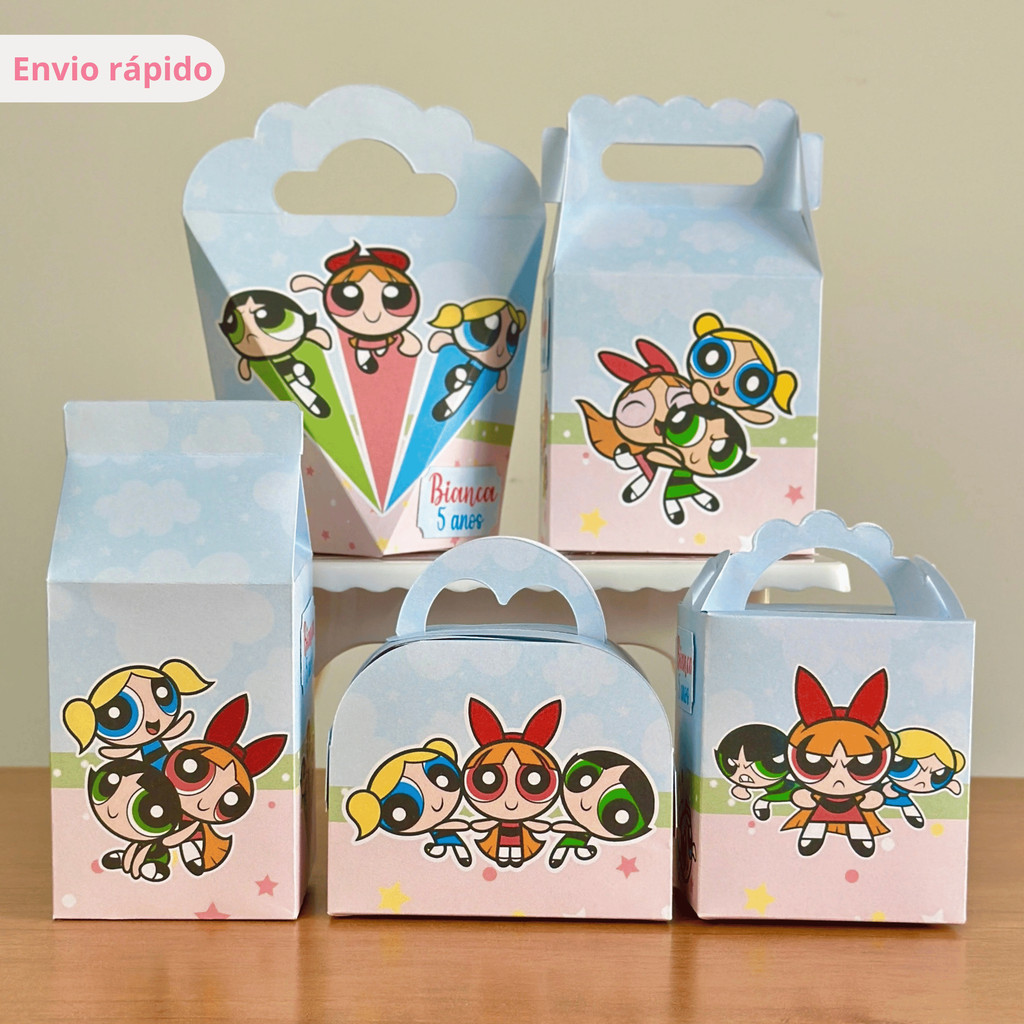 Kit Caixinhas Personalizadas MENINAS SUPER PODEROSAS | Lembrancinhas para Festa de Aniversário - Pegue e Monte