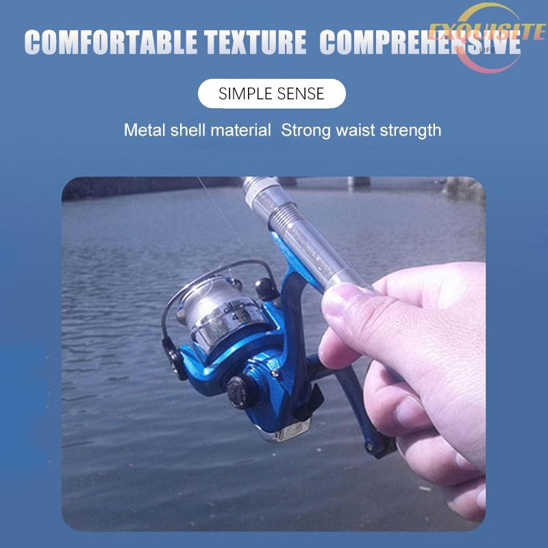 Detalhes do [EL] Varas De Bolso Ultra Curtas Pesca Com Cabeça De Aço Pequenas Micro 1m 1.4m 1.6 Carretel De Tambor No Gelo Novo
