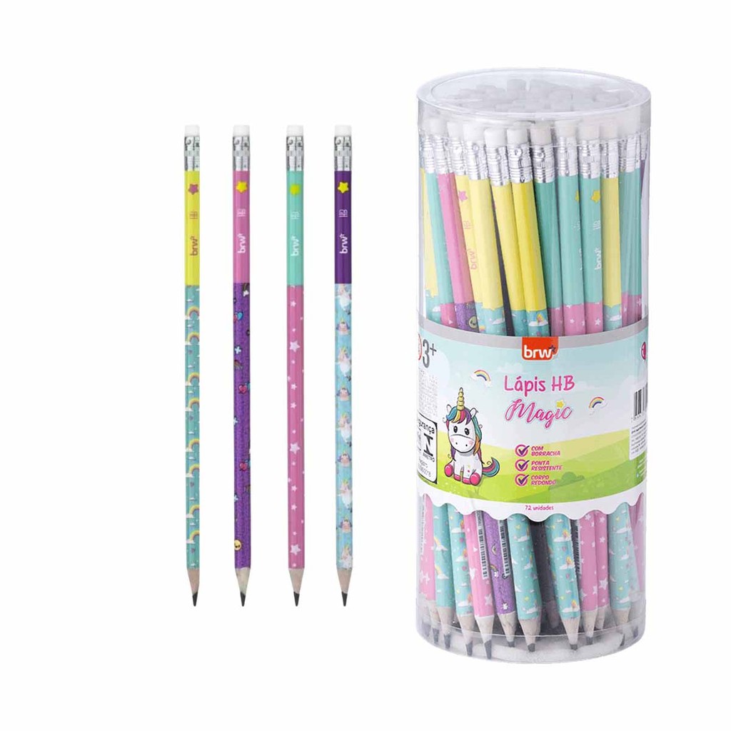 Lápis Preto HB Redondo com Borracha Magic 7211 Brw - 72UN em Oferta na Shopee