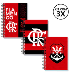 Kit 3 Cadernos 1 Matéria Universitário 80 Folhas Flamengo
