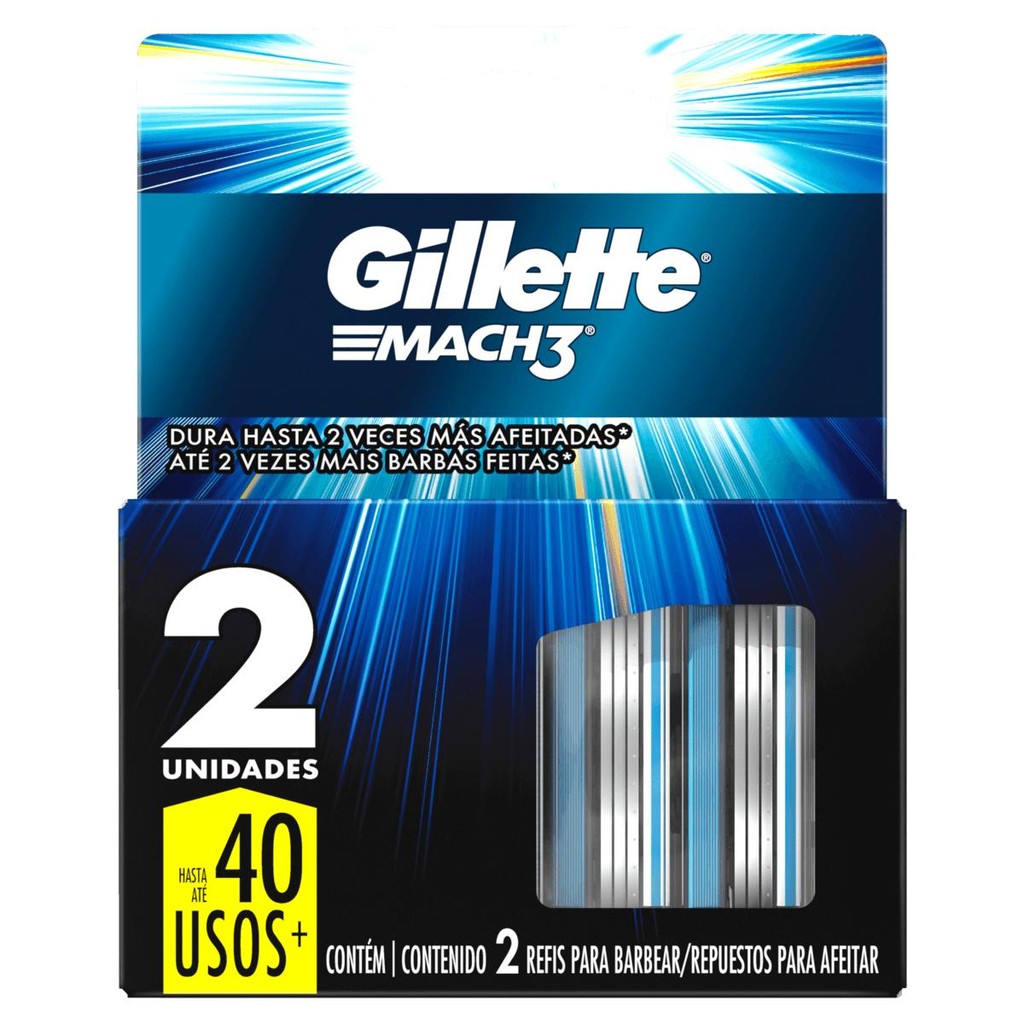 LÂMINA GILLETTE MACH3 REGULAR COM 2 UNIDADES em Oferta na Shopee