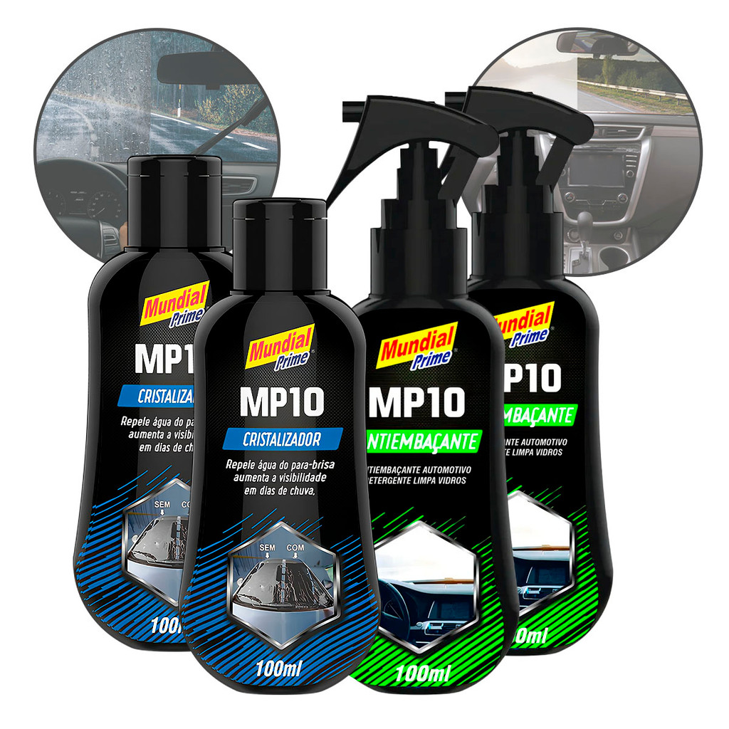 Kit 2 Spray Antiembaçante e Par Cristalizador de Vidro 100ml Proteção Contra Água e Neblina Chuva em Oferta na Shopee