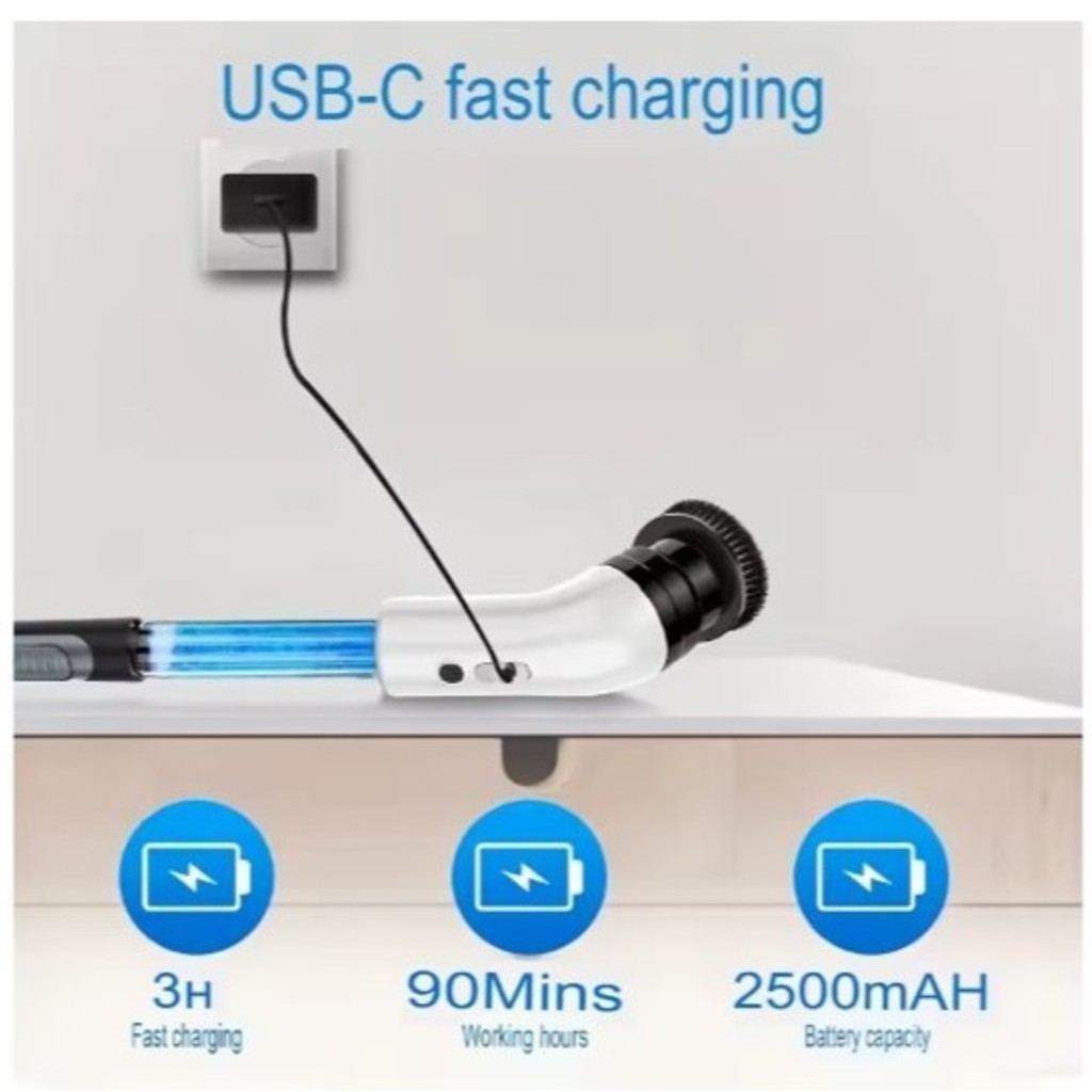 Esfregão Escova de Limpeza Com Porta Detergente Elétrica Recarregável USB Para Banheiros 7 em 1 - POPULAR — imagem 2 de 2