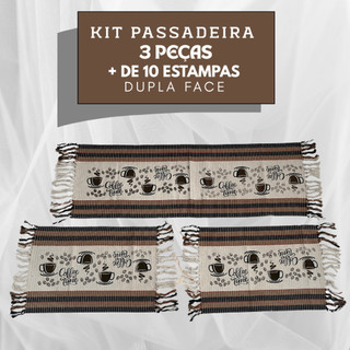 Kit Jogo Passadeira e Tapete de Cozinha 3 Peças Pano Grosso Alta Qualidade Luxo Grande