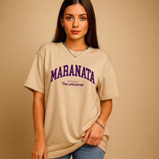 Camiseta Oversized Streetwear Feminina Maranata em Oferta na Shopee