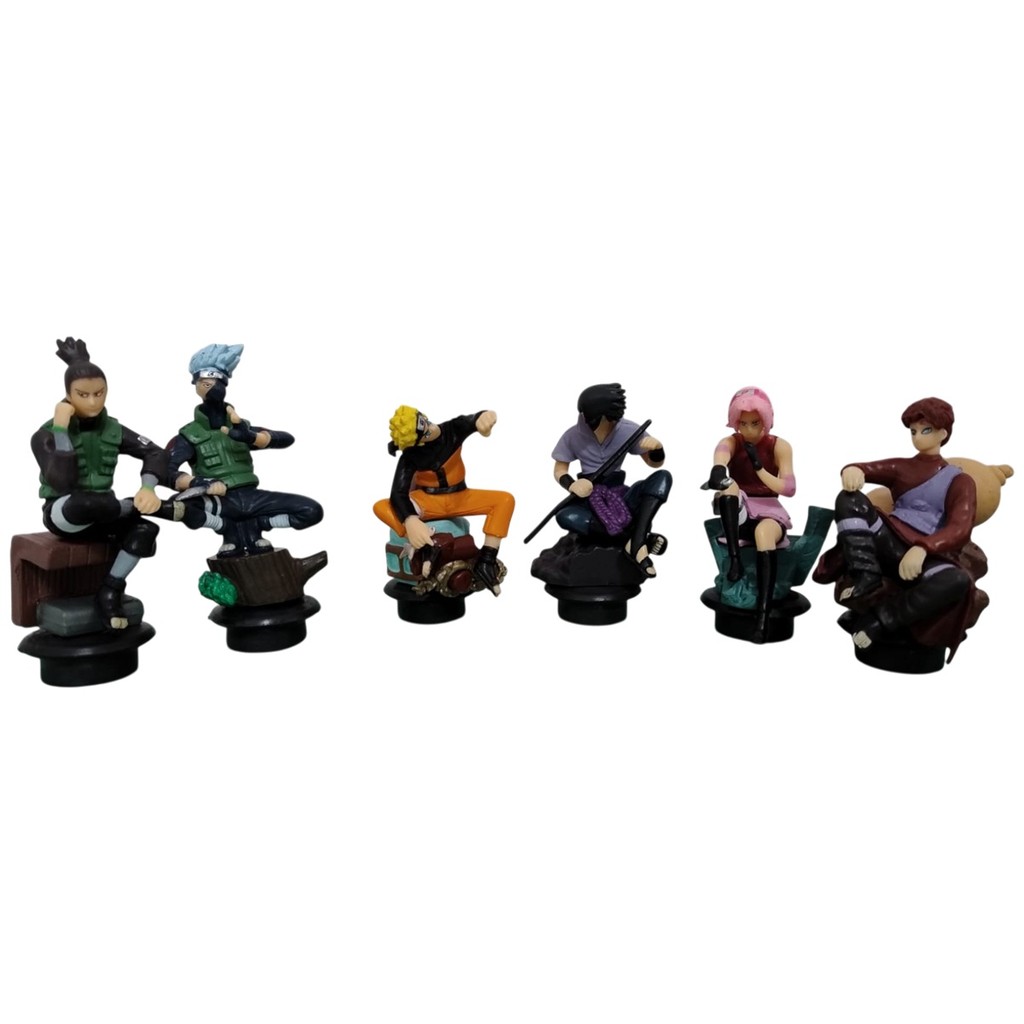 Kit 6 Estátuas Action Figure Anime Naruto Shippuden Personagens Shinobis Ninjas De Konoha Miniaturas
