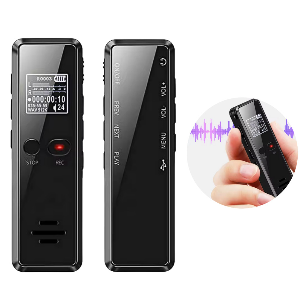 Gravador De Voz Profissional Recarregável USB Portátil Digital MP3 32GB Frete Rápido