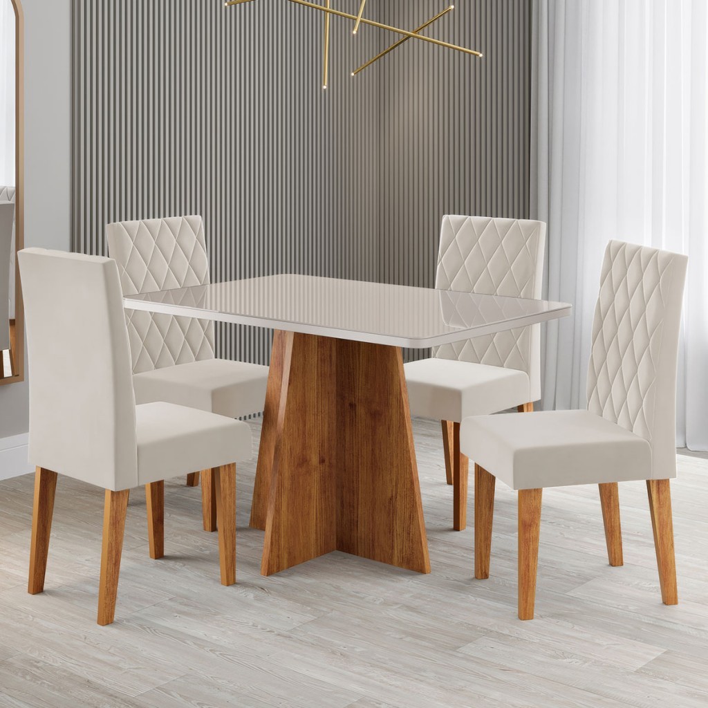 Mesa de Jantar 4 Lugares Antonella - Viero Móveis em Oferta na Shopee