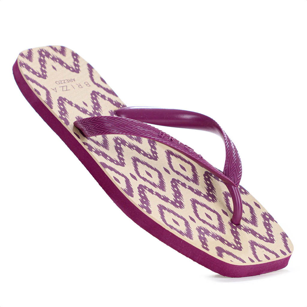Chinelo Brizza Arezzo Bico Quadrado Ikat Rosa e Bege - Feminino