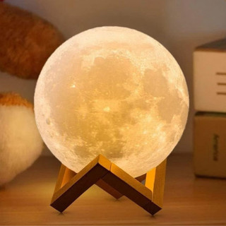 Luminária Decorativa Lua Cheia 3D com Iluminação RGB para Ambientes Criativos