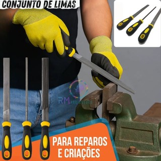 Jogo Lima Kit de lima 8" com 3 Peças Profissional Cutelaria Madeira Idea Limatão Para Ferro e Aço . em Oferta na Shopee