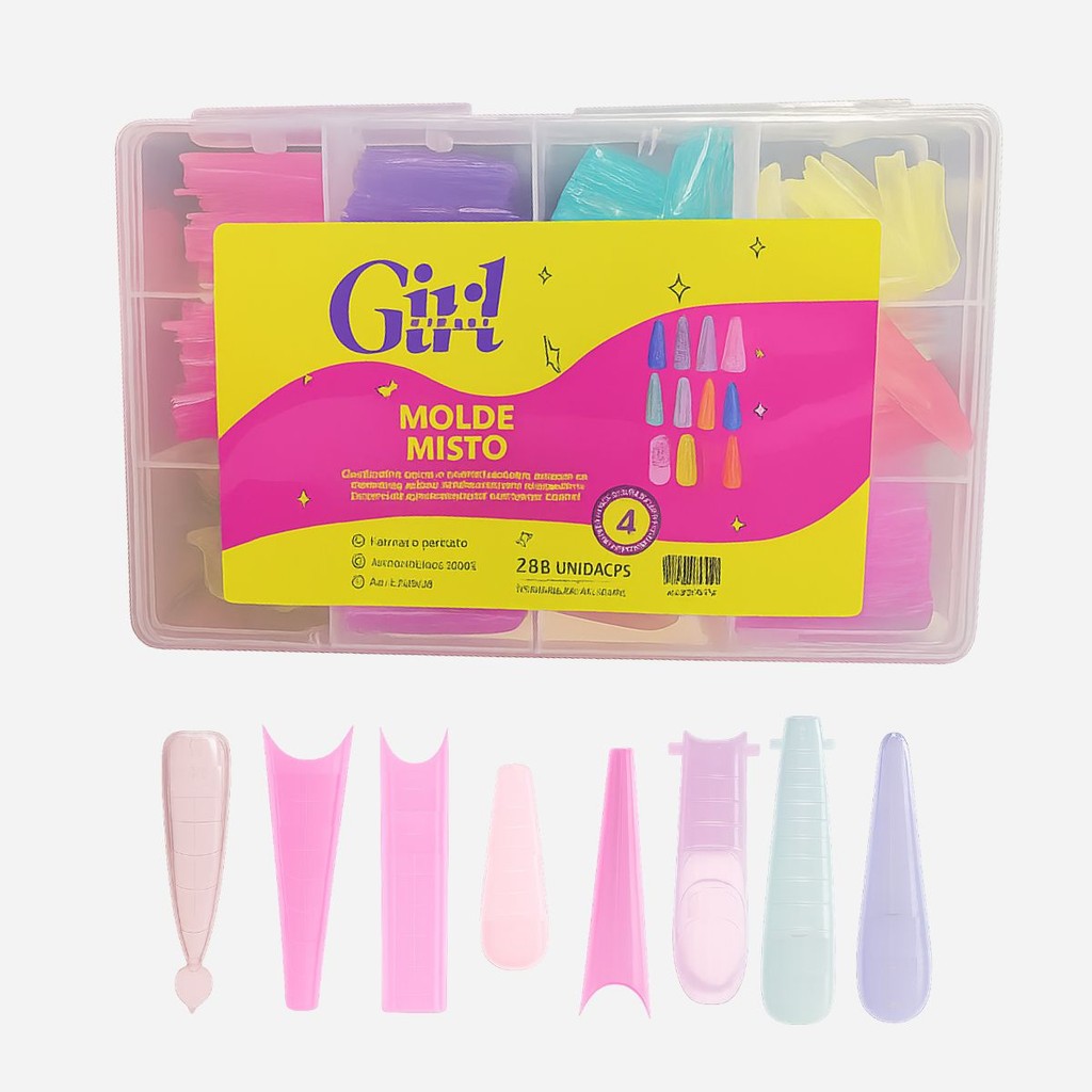 Moldes F1 Profissional 288 unidades e 12 Modelos Para unha de gel Poligel Bailarina apice baixo almond estileto quandrad