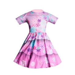 Fantasia Encanto Isabela Madrigal Infantil Vestido pra Meninas Carnaval Escola Halloween