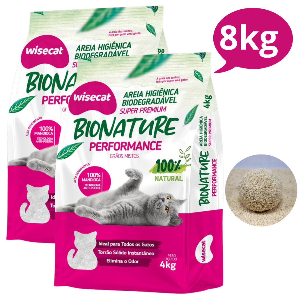 Kit 2 Areia Sanitária De Mandioca Grãos Mistos Para Gatos Biodegradável Wisecat 8kg em Oferta na Shopee