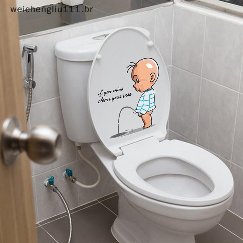 # weicheng Adesivos Engraçados De Aviso De Banheiro Para Micção Infantil , Decoração De Tampa De Vaso Sanitário .