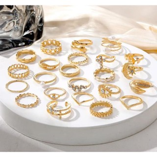 kit 12 anel Para Mulhere feminino banhado a ouro 18k zircónia e prata em Oferta na Shopee