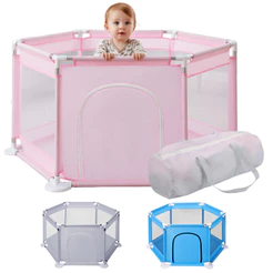 Cercadinho Chiqueirinho Infantil Criança Hexagonal Cinza, Rosa, Azul
