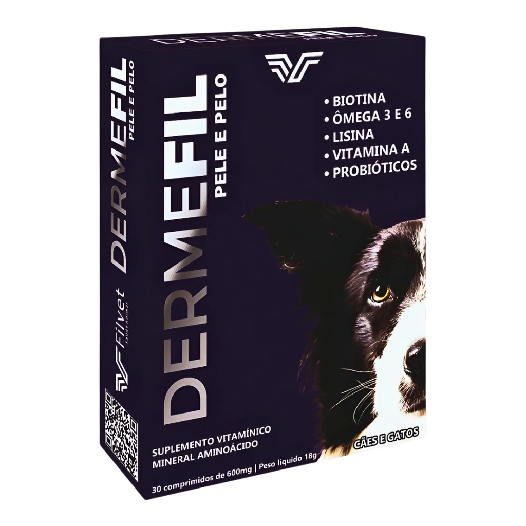 Dermefil Pele E Pelo 30 Comprimidos - Queda De Pelo Cães E Gatos