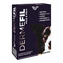 Dermefil Pele E Pelo 30 Comprimidos - Queda De Pelo Cães E Gatos