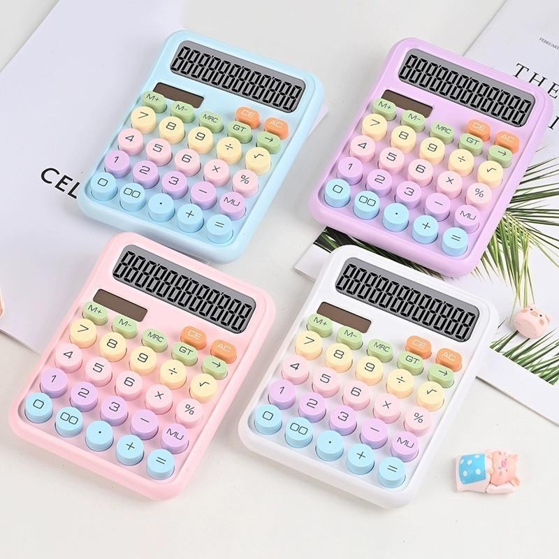 Calculadora Colorida 12 Dígitos com Memoria Teclado Mecânico p/ Escola e Escritório Facil de usar em Oferta na Shopee