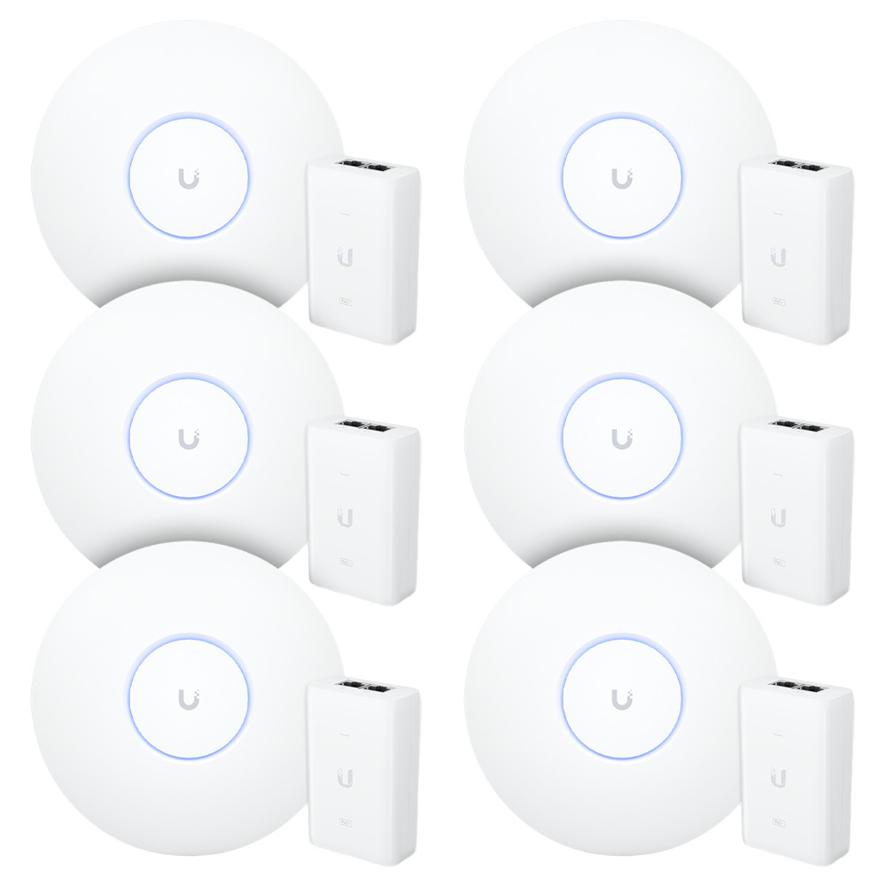 6 Roteadores WiFi 6 Access Point 5.3 Gbps + 6 Injetores PoE+ | 6 U6 Pro Ubiquiti