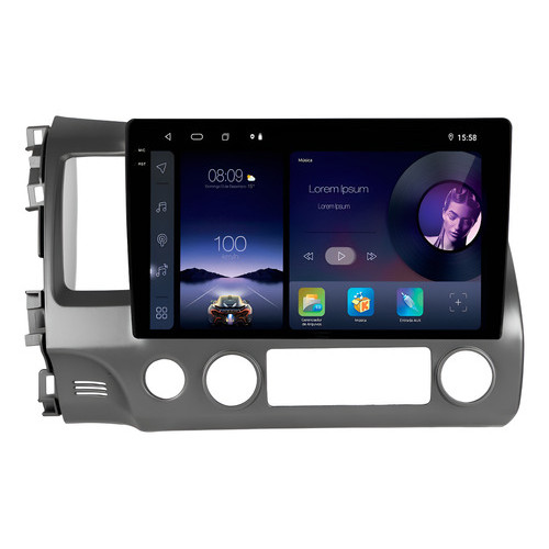 Imagem Multimídia Adak Iplay G2 Honda Civic 2007 A 2011 64gb Carplay Android Gps Bluetooth Qled 10p