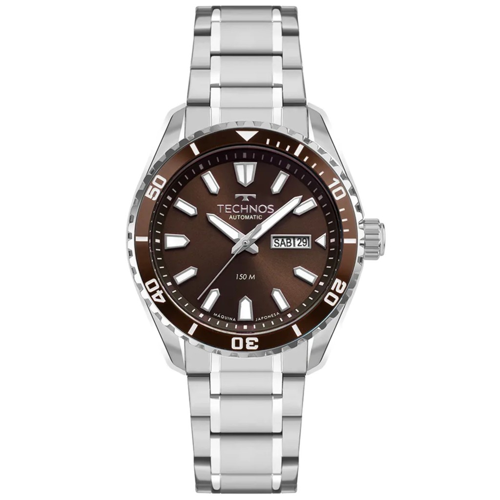 Relógio Technos Diver Automático 8205PE/1M Prata em Oferta na Shopee
