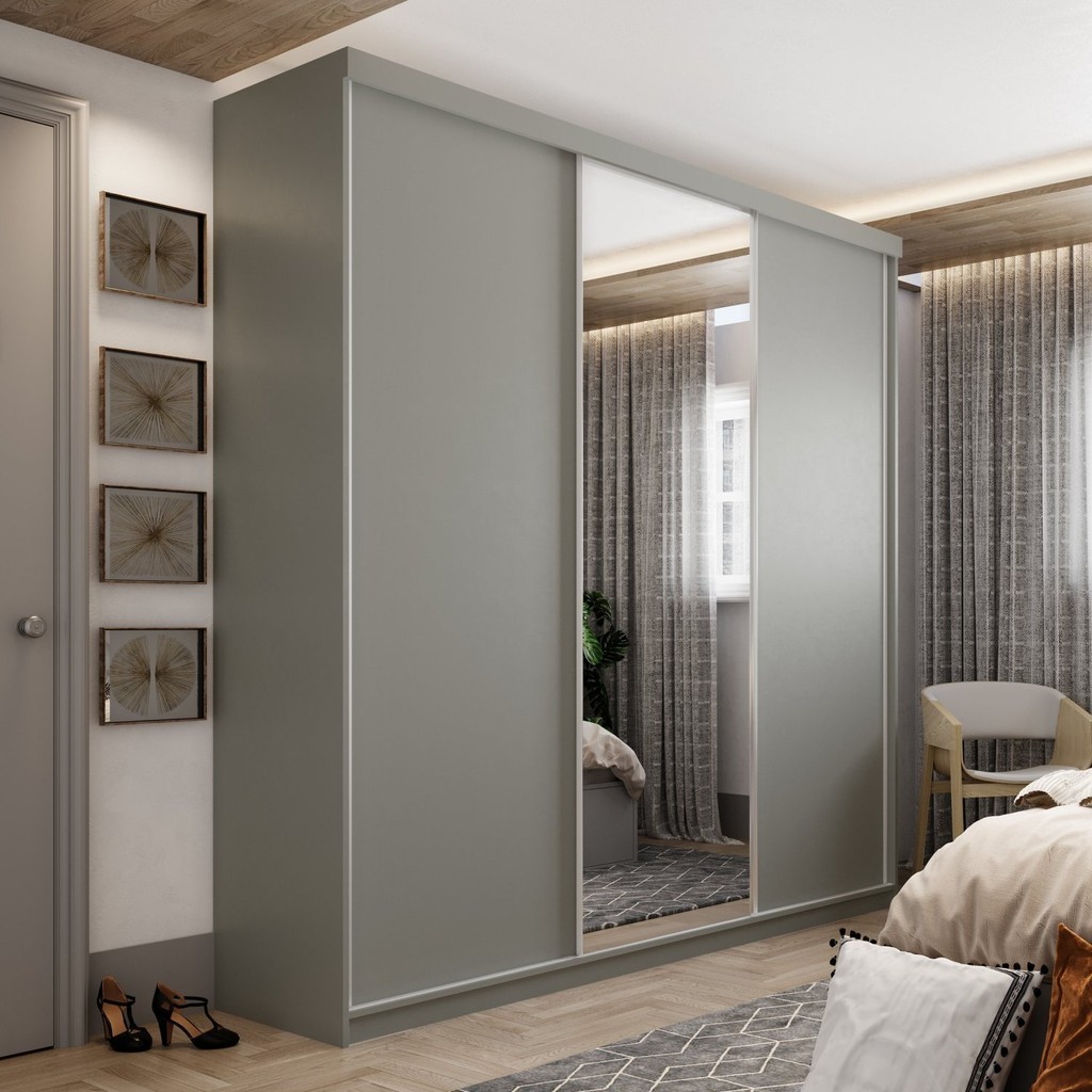 Guarda-roupa Casal 100% Mdf Bp com 3 Portas e 1 Espelho Geneve Urbi em Oferta na Shopee
