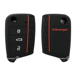 Capa Silicone Preto Chave Canivete Vw Polo Virtus Golf Jetta T-Cross Tiguan Taos