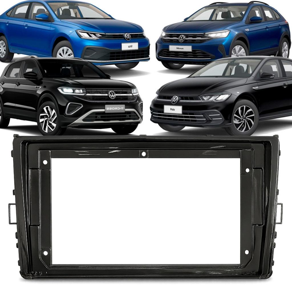 Moldura Painel Multimidia 9" Volkswagen Polo Track Virtus Nivus Tcross 2018 A 2026