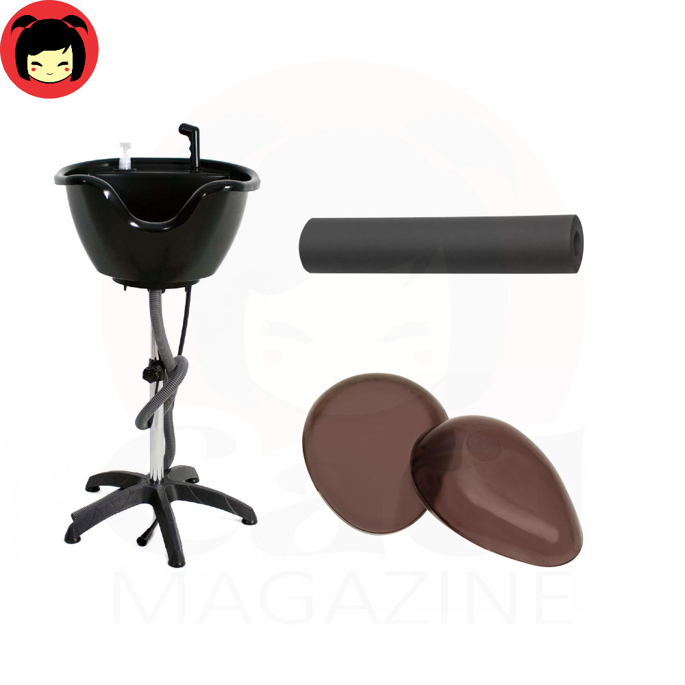 KIT LAVATÓRIO DE CABELO PORTÁTIL + PROTETOR DE PESCOÇO DE ESPUMA + PROTETOR DE ORELHA DE SILICONE
