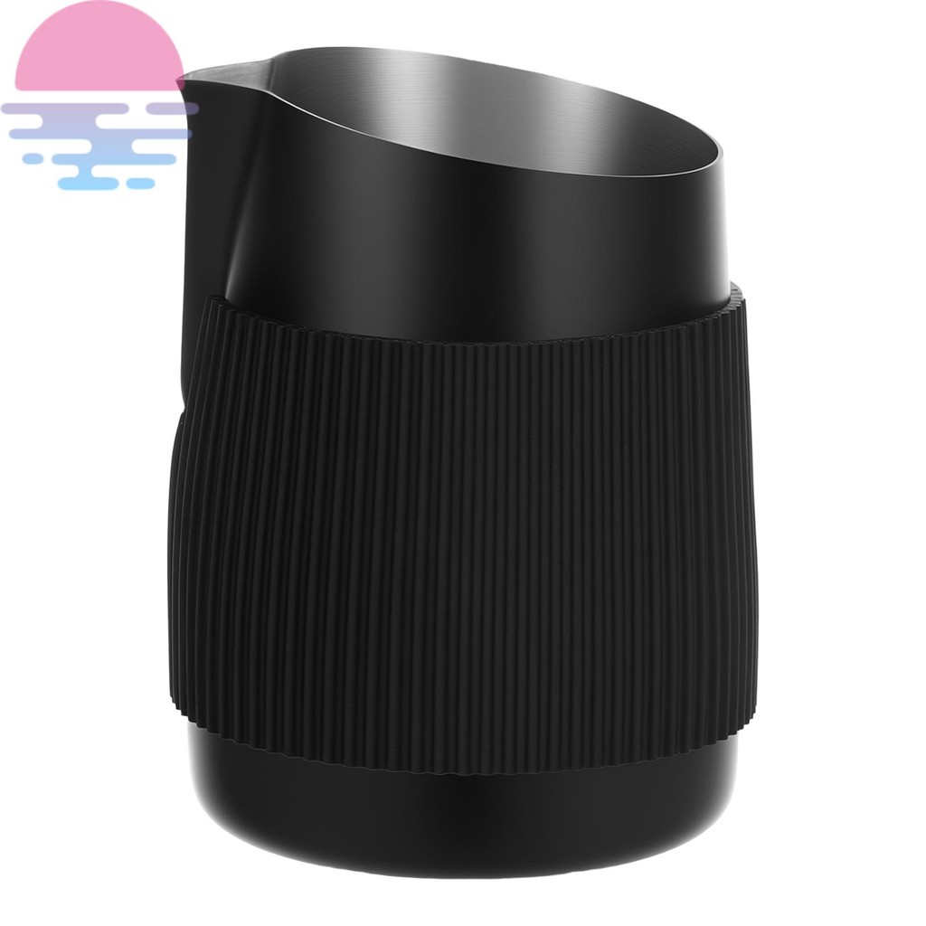 Jarro De Espuma De Leite Sem Alça De Aço Inoxidável 304 Com Tampa De Silicone Resistente Ao Calor Jarra De 420ml SHOPSKC