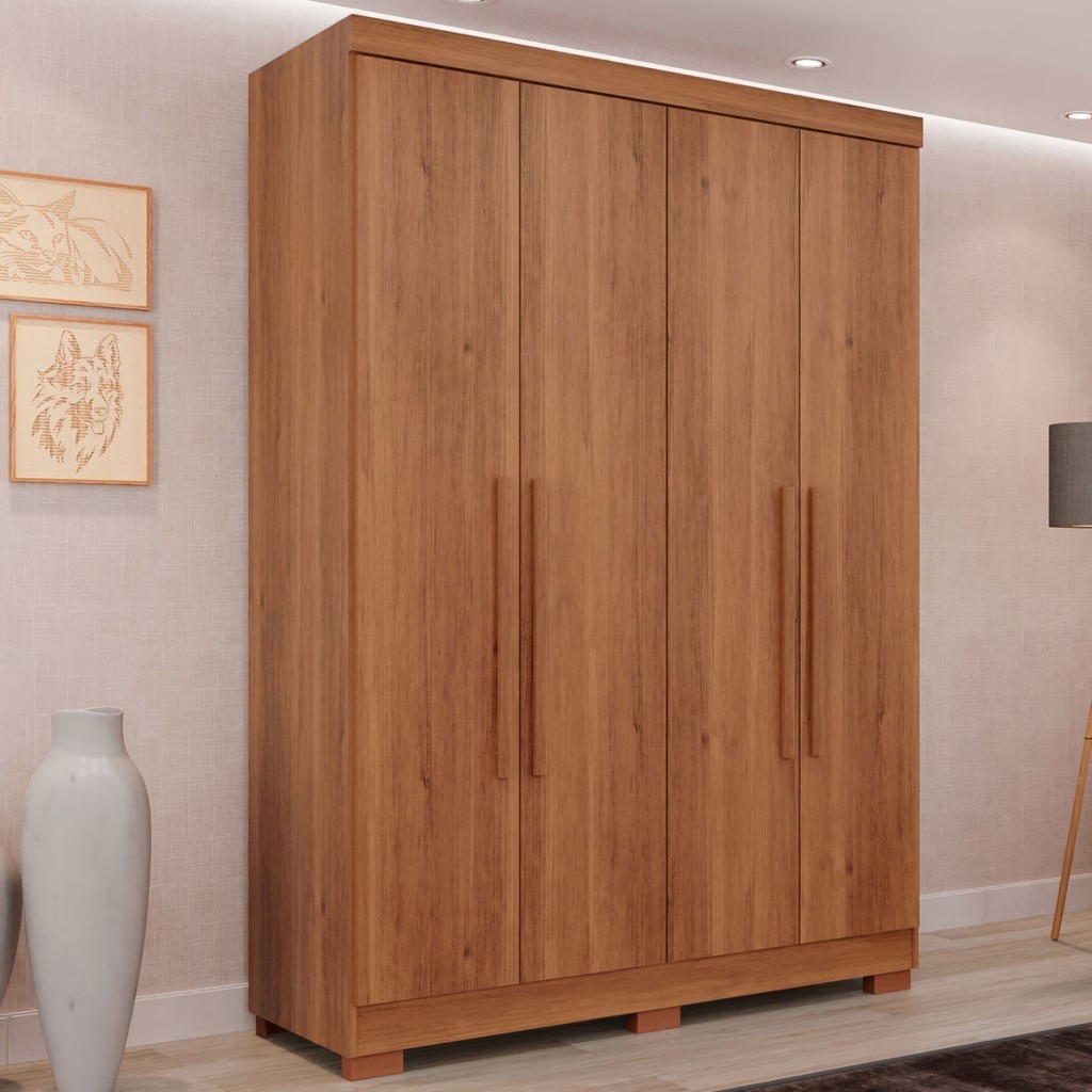 Guarda-Roupa Solteiro Pinheiro 4 Portas 2 Gavetas - Pnr Móveis em Oferta na Shopee